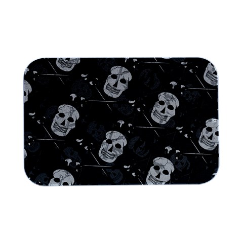 Skull Skeleton Pattern Texture Open Lid Metal Box (Silver)   from ArtsNow.com Front