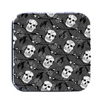 Skull Skeleton Pattern Texture Square Metal Box (Black)