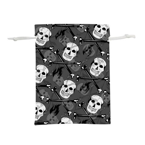 Skull Skeleton Pattern Texture Lightweight Drawstring Pouch (M) from ArtsNow.com Front