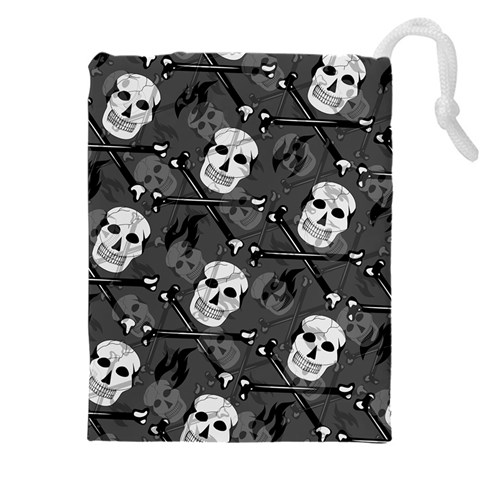 Skull Skeleton Pattern Texture Drawstring Pouch (4XL) from ArtsNow.com Front