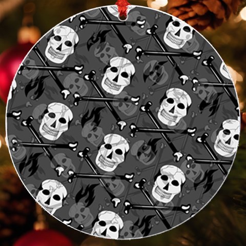 Skull Skeleton Pattern Texture UV Print Acrylic Ornament Round from ArtsNow.com Front
