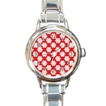 Christmas Snowflakes Background Pattern Round Italian Charm Watch