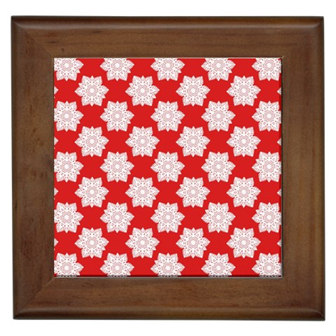 Christmas Snowflakes Background Pattern Framed Tile from ArtsNow.com Front