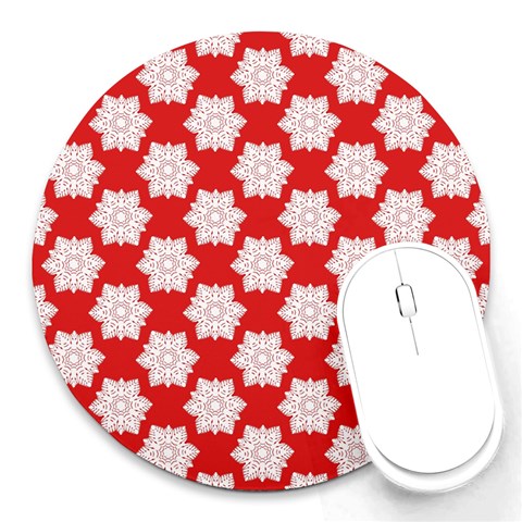 Christmas Snowflakes Background Pattern Round Mousepad from ArtsNow.com Front