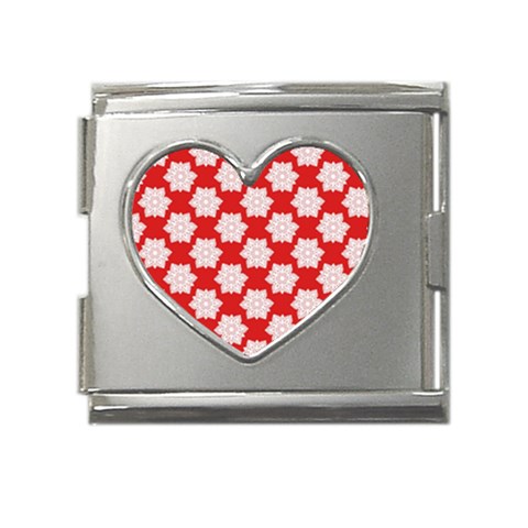 Christmas Snowflakes Background Pattern Mega Link Heart Italian Charm (18mm) from ArtsNow.com Front