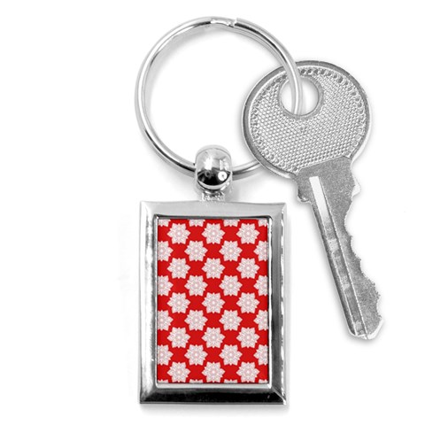 Christmas Snowflakes Background Pattern Key Chain (Rectangle) from ArtsNow.com Front