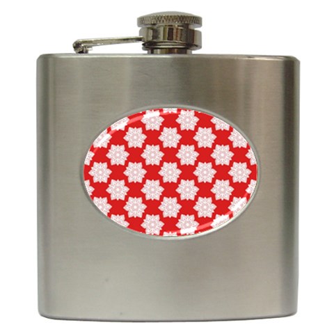 Christmas Snowflakes Background Pattern Hip Flask (6 oz) from ArtsNow.com Front