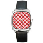 Christmas Snowflakes Background Pattern Square Metal Watch