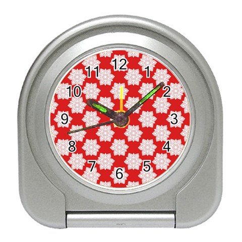 Christmas Snowflakes Background Pattern Travel Alarm Clock from ArtsNow.com Front