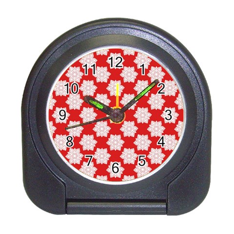 Christmas Snowflakes Background Pattern Travel Alarm Clock from ArtsNow.com Front