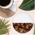 Skull Skeleton Pattern Texture Classic Marble Wood Coaster (Round) 
