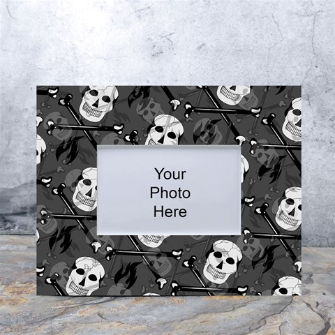 Skull Skeleton Pattern Texture White Tabletop Photo Frame 4 x6  from ArtsNow.com Front