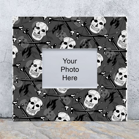 Skull Skeleton Pattern Texture White Wall Photo Frame 5  x 7  from ArtsNow.com Front