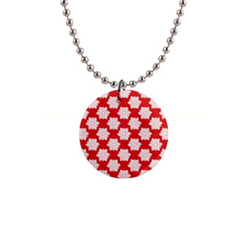 Christmas Snowflakes Background Pattern 1  Button Necklace from ArtsNow.com Front