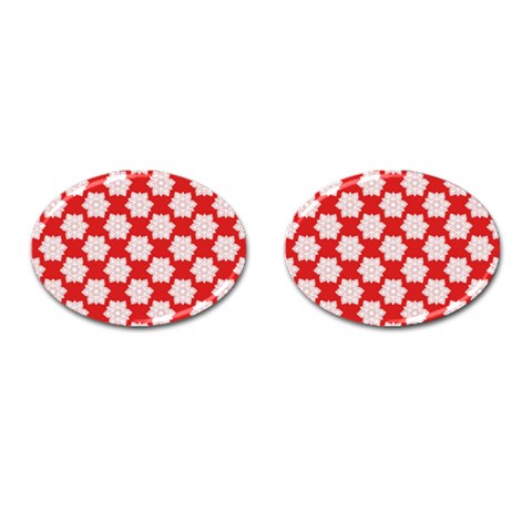 Christmas Snowflakes Background Pattern Cufflinks (Oval) from ArtsNow.com Front(Pair)