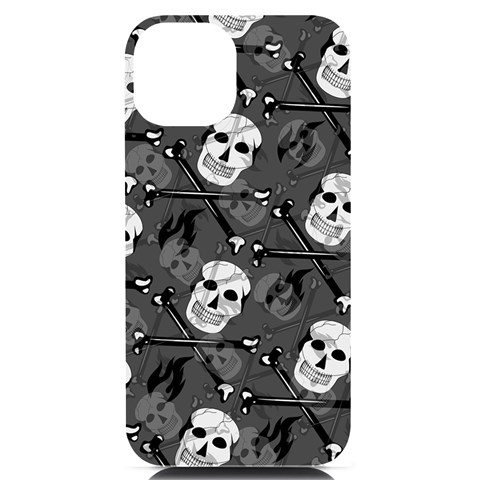 Skull Skeleton Pattern Texture iPhone 14 Black UV Print Case from ArtsNow.com Front