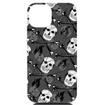 Skull Skeleton Pattern Texture iPhone 14 Black UV Print Case