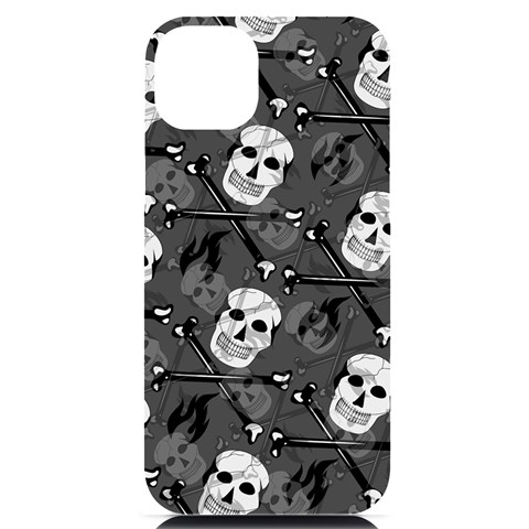 Skull Skeleton Pattern Texture iPhone 14 Plus Black UV Print Case from ArtsNow.com Front