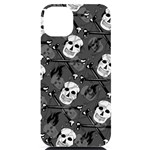 Skull Skeleton Pattern Texture iPhone 14 Plus Black UV Print Case