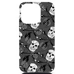 Skull Skeleton Pattern Texture iPhone 14 Pro Black UV Print Case