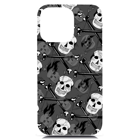 Skull Skeleton Pattern Texture iPhone 14 Pro Max Black UV Print Case from ArtsNow.com Front