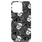 Skull Skeleton Pattern Texture iPhone 14 Pro Max Black UV Print Case
