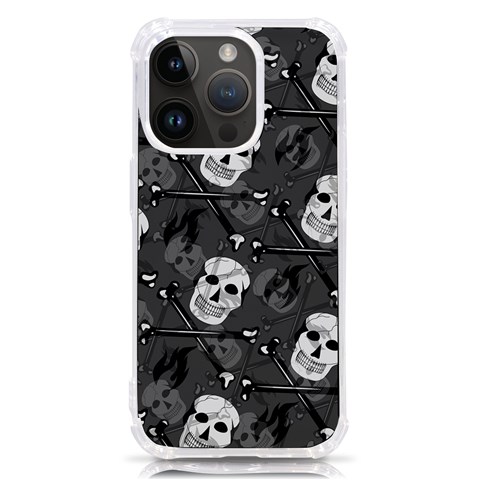 Skull Skeleton Pattern Texture iPhone 14 Pro TPU UV Print Case from ArtsNow.com Front