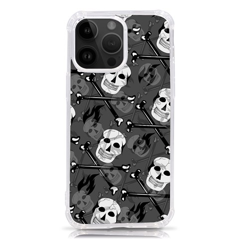 Skull Skeleton Pattern Texture iPhone 14 Pro Max TPU UV Print Case from ArtsNow.com Front
