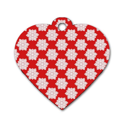 Christmas Snowflakes Background Pattern Dog Tag Heart (Two Sides) from ArtsNow.com Front