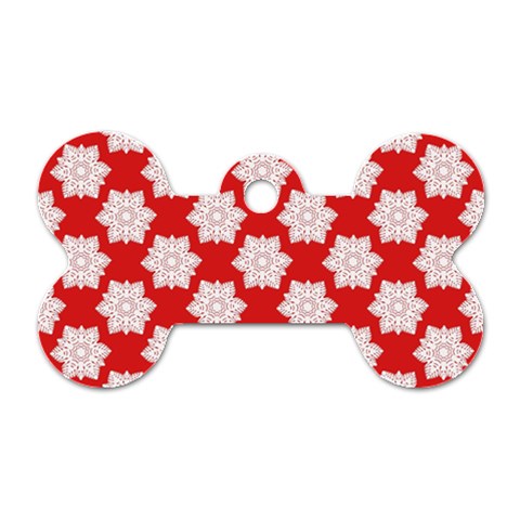 Christmas Snowflakes Background Pattern Dog Tag Bone (One Side) from ArtsNow.com Front