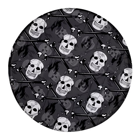 Skull Skeleton Pattern Texture Round Glass Fridge Magnet (4 pack) from ArtsNow.com Front