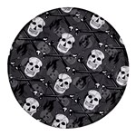 Skull Skeleton Pattern Texture Round Glass Fridge Magnet (4 pack)
