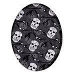 Skull Skeleton Pattern Texture Oval Glass Fridge Magnet (4 pack)
