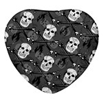 Skull Skeleton Pattern Texture Heart Glass Fridge Magnet (4 pack)