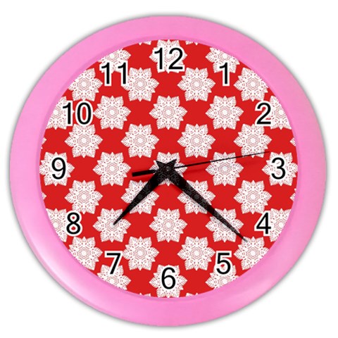 Christmas Snowflakes Background Pattern Color Wall Clock from ArtsNow.com Front