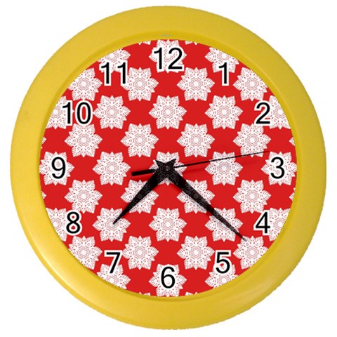 Christmas Snowflakes Background Pattern Color Wall Clock from ArtsNow.com Front