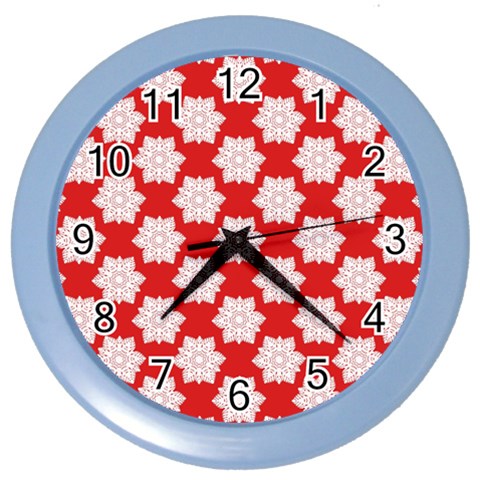 Christmas Snowflakes Background Pattern Color Wall Clock from ArtsNow.com Front