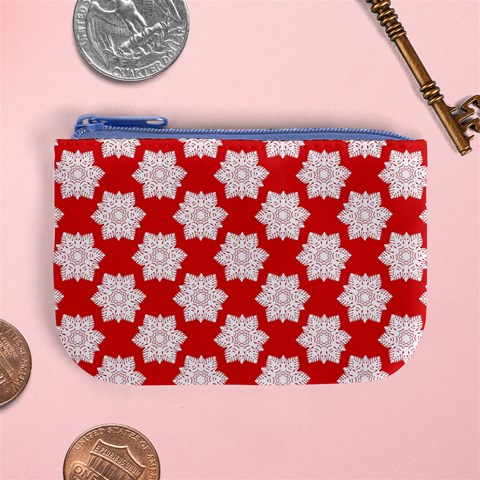 Christmas Snowflakes Background Pattern Mini Coin Purse from ArtsNow.com Front