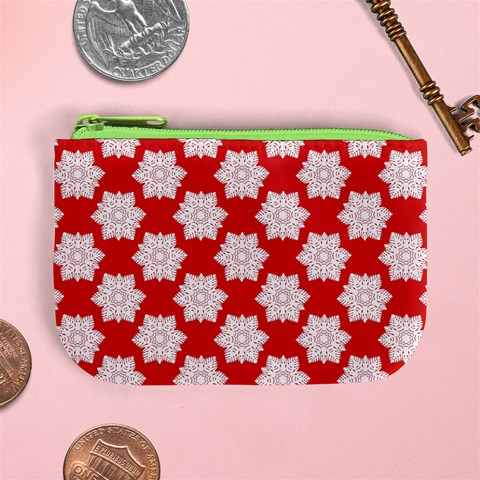 Christmas Snowflakes Background Pattern Mini Coin Purse from ArtsNow.com Front