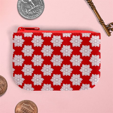 Christmas Snowflakes Background Pattern Mini Coin Purse from ArtsNow.com Front