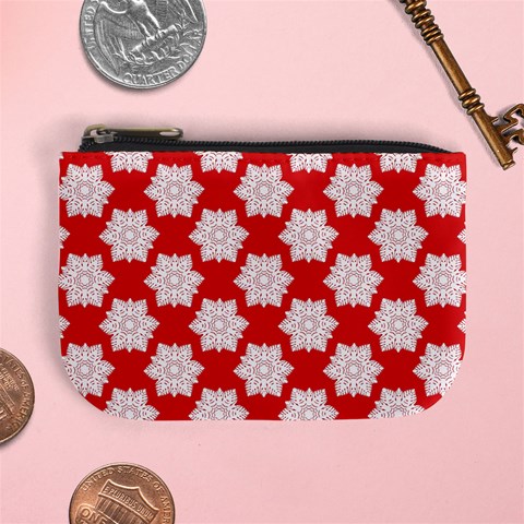 Christmas Snowflakes Background Pattern Mini Coin Purse from ArtsNow.com Front