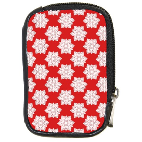 Christmas Snowflakes Background Pattern Compact Camera Leather Case from ArtsNow.com Front