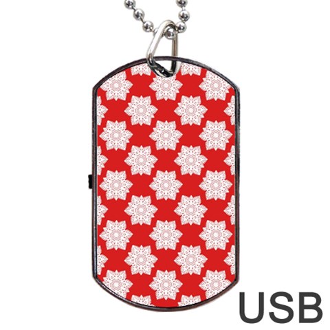 Christmas Snowflakes Background Pattern Dog Tag USB Flash (One Side) from ArtsNow.com Front