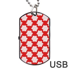 Christmas Snowflakes Background Pattern Dog Tag USB Flash (Two Sides) from ArtsNow.com Back