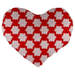 Christmas Snowflakes Background Pattern Large 19  Premium Heart Shape Cushions from ArtsNow.com Front