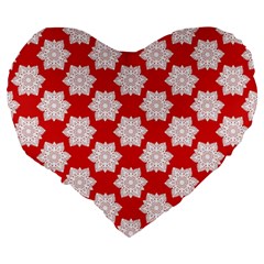 Christmas Snowflakes Background Pattern Large 19  Premium Heart Shape Cushions from ArtsNow.com Back