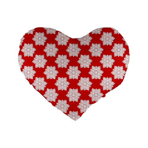 Christmas Snowflakes Background Pattern Standard 16  Premium Flano Heart Shape Cushions from ArtsNow.com Front