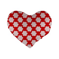 Christmas Snowflakes Background Pattern Standard 16  Premium Flano Heart Shape Cushions from ArtsNow.com Front