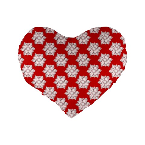 Christmas Snowflakes Background Pattern Standard 16  Premium Flano Heart Shape Cushions from ArtsNow.com Back