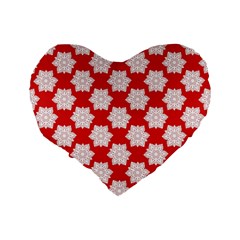 Christmas Snowflakes Background Pattern Standard 16  Premium Flano Heart Shape Cushions from ArtsNow.com Back